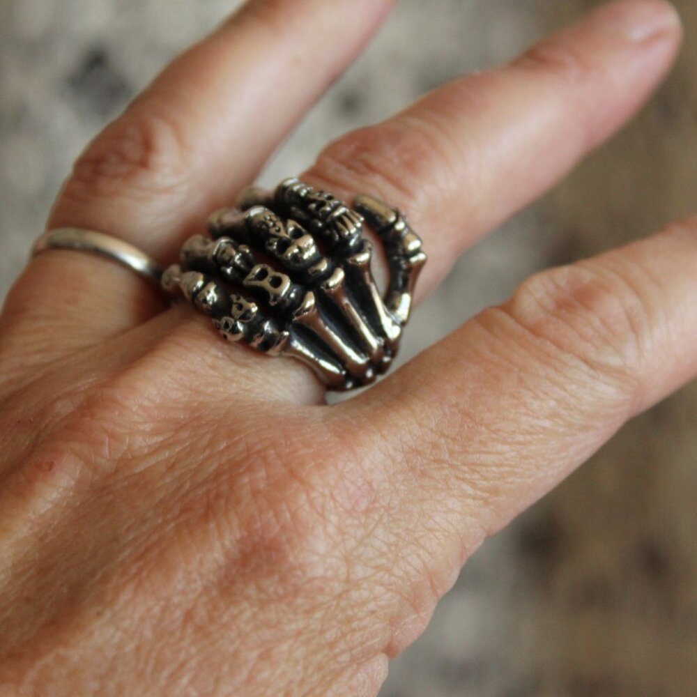 Gothic Statement Ring, Skeleton Hand And Fingers,… - image 8